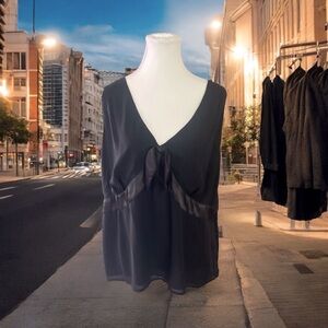 Norton McNaughton Black Sleeveless Blouse with Satin Bow Size 18W